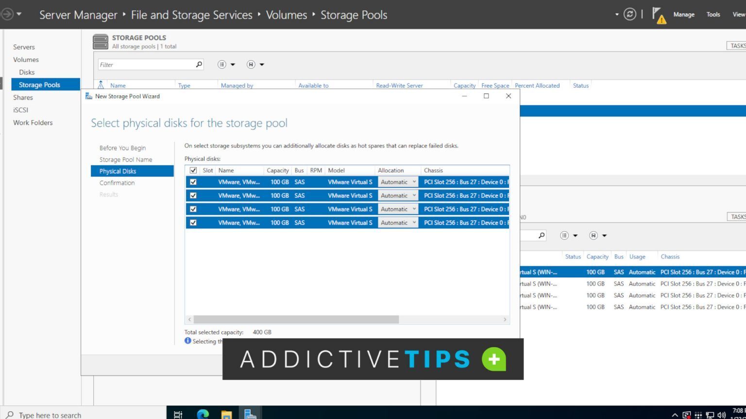 Create Storage Interface How to create a storage pool in Windows Server - Addictive Tips Guide