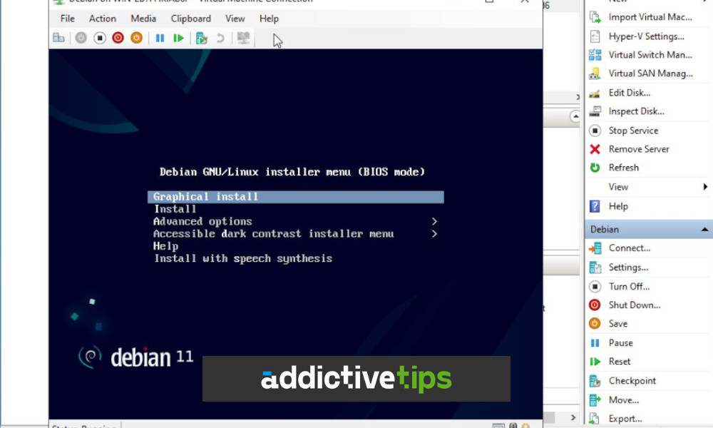 Run Debian server on Windows Server with HyperV Addictive Tips Guide