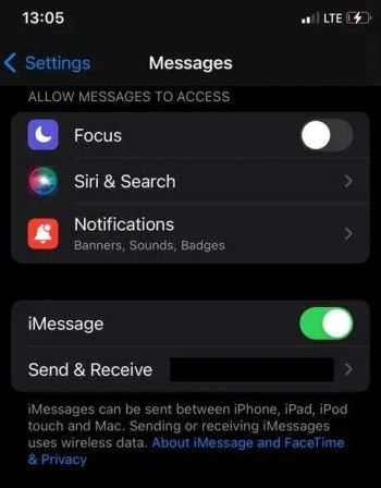iMessage menu