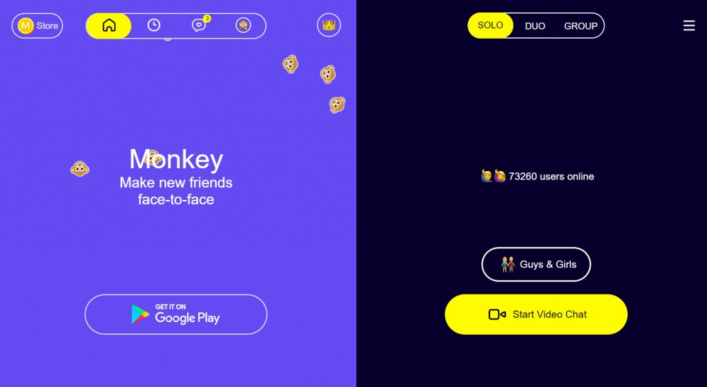 The Monkey random video chat website