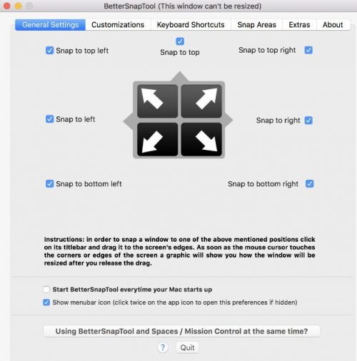 Bettersnaptool general settings