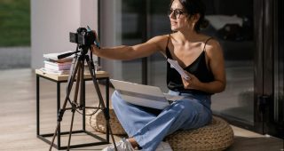 Girl using a camera to vlog