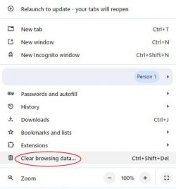 Chrome menu