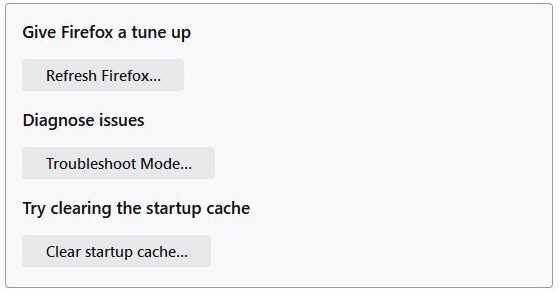 Firefox refresh menu