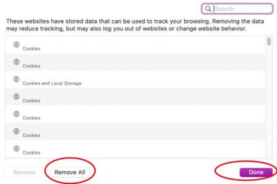 Safari remove all website data
