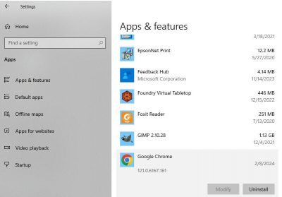 Uninstall Chrome on Windows