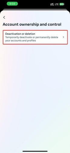 Choosing Deactivation or Deletion in Instagram 