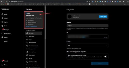 Click on the Account Center